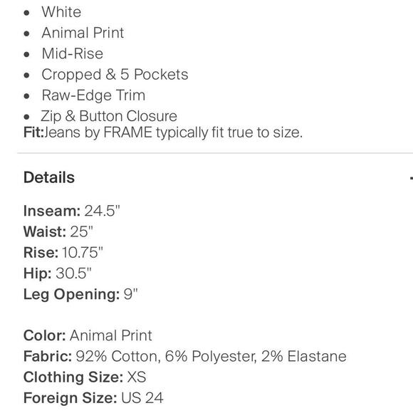 Frame Ali High Rise Python Snake Print Cigarette Skinny Jeans NWOT Size 24 - Picture 11 of 11